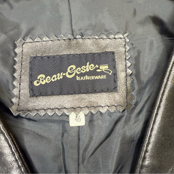 Beau Geste Men’s Vintage Black Leather Western Vest Sz46 - Picture 5 of 5